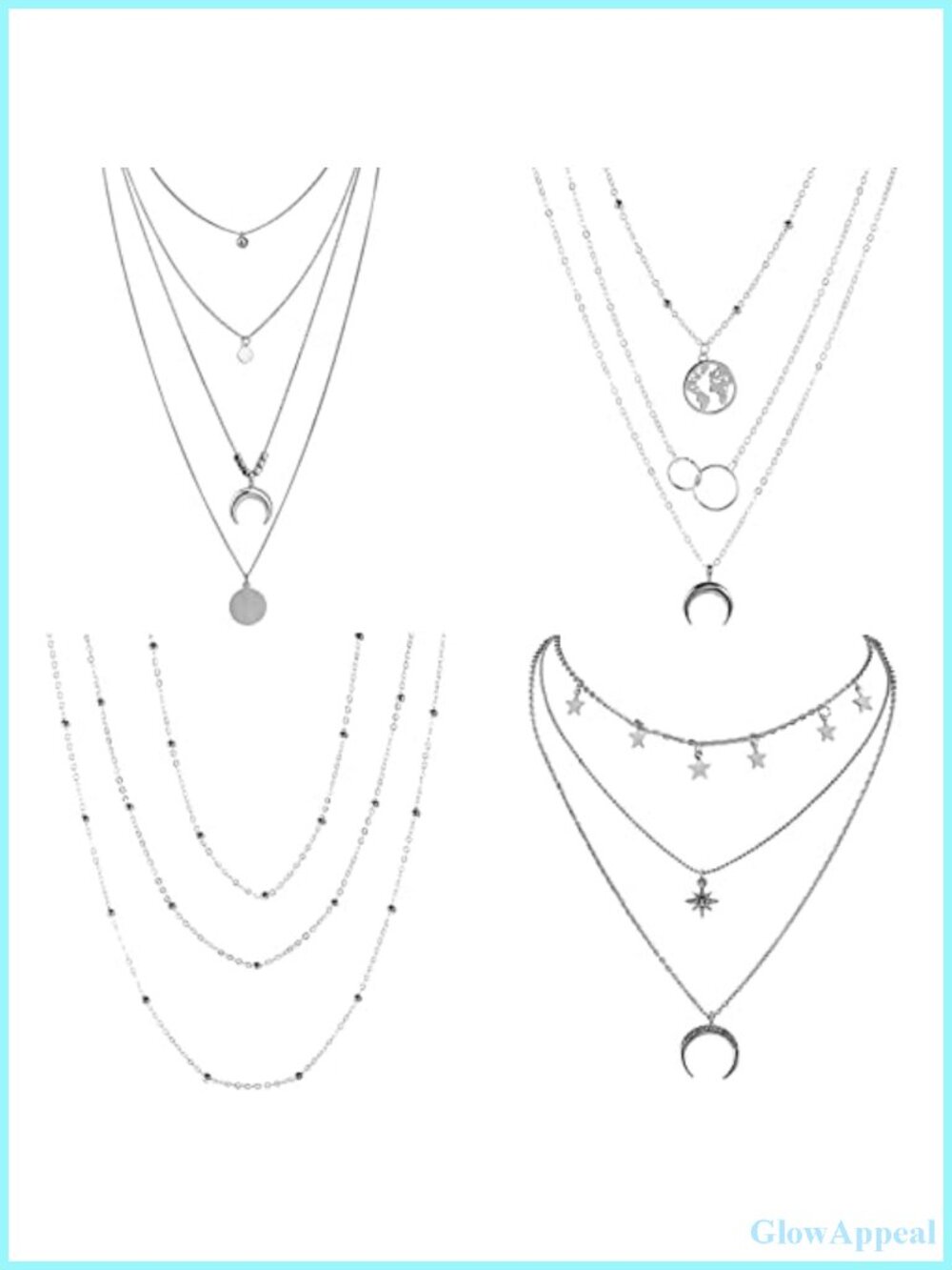 4-6Pc Layered Necklace Set Alloy Choker Moon Star Coin Chain Women Jewelry
